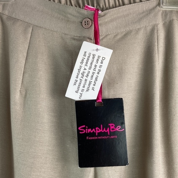Simply Be wide leg linen NWT tan pants 10 - Picture 4 of 6